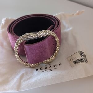 Sezane Artemis Belt 80 in Peony Suede